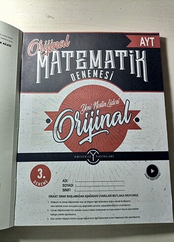 AYT ORİJİNAL 12'Lİ MATEMATİK DENEME
