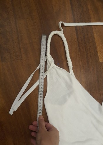 POLO PLAJ ELBİSESİ Beyaz Midi V Yaka Drapeli Elbise - Görsel 5