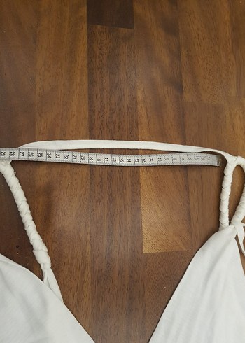 POLO PLAJ ELBİSESİ Beyaz Midi V Yaka Drapeli Elbise - Görsel 6