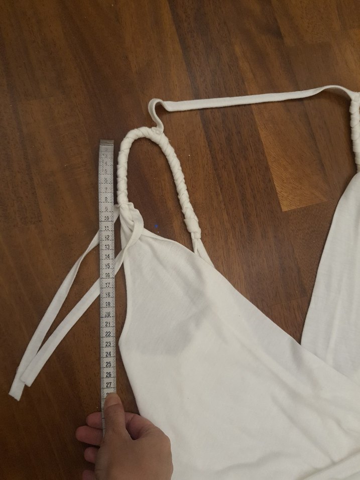 POLO PLAJ ELBİSESİ Beyaz Midi V Yaka Drapeli Elbise - Görsel 4