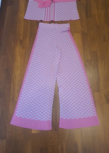 Diğer JOINUS MARKAPembe Desenli Kısa Triko Kimono Takım