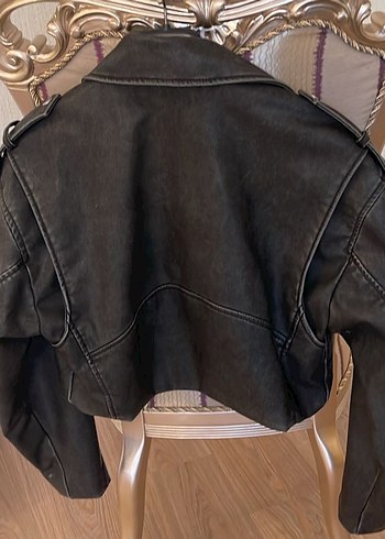 Zara Siyah Kısa Deri Biker Ceket