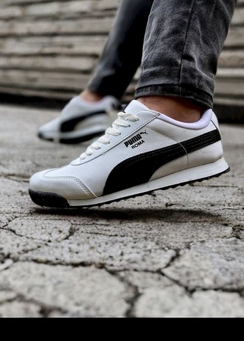 Puma Erkek Beyaz Gri Bağcıklı Spor Ayakkabı