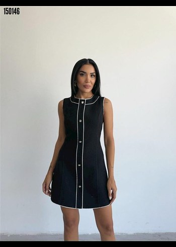m Beden Siyah Kolye Yaka Midi Elbise