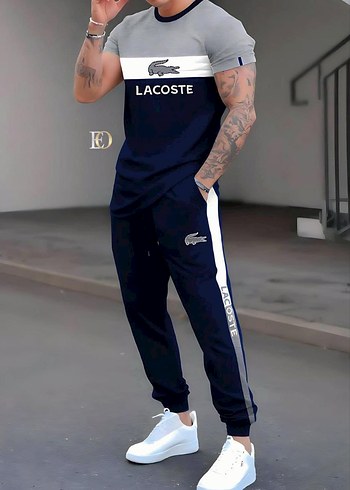 Diğer Erkek Siyah Lacoste Baskılı Rahat Eşofman Takımı