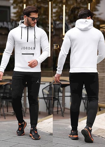 l Beden gri Renk Gri Fermuarlı Erkek Sweatshirt ve Eşofman Takımı