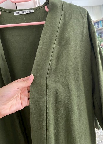 s Beden haki Renk Haki salaş keten viskon kimono