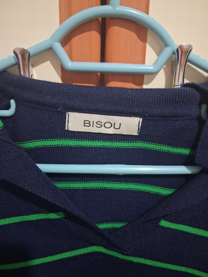 Yeşil Çizgili Uzun Kollu Triko Kazak - Görsel 2