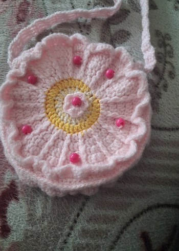 Renkli Nakışlı Örgü Pembe Çanta - Görsel 2