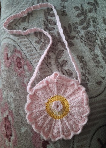 Renkli Nakışlı Örgü Pembe Çanta - Görsel 3