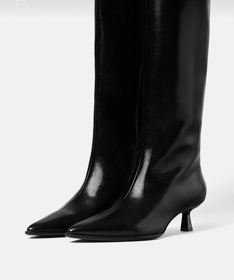 Kadın Siyah Deri Dizüstü Stiletto Çizme - Görsel 2