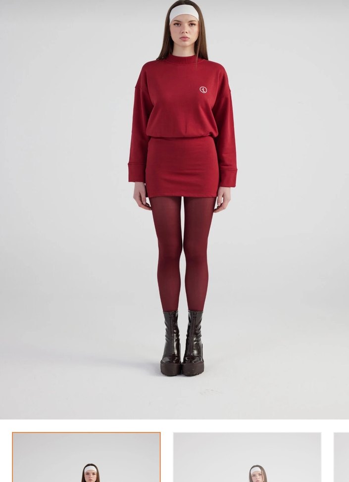 Kırmızı Mini Kadın elbise - Görsel 2