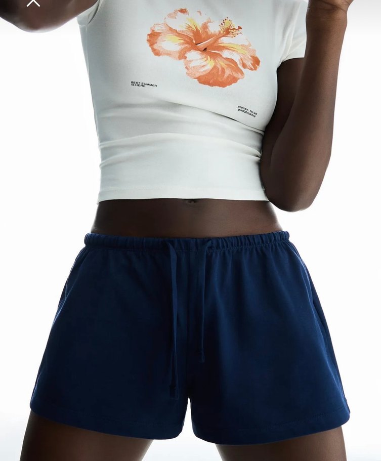 Kadın Lacivert Pamuklu Mini Şort - Görsel 2