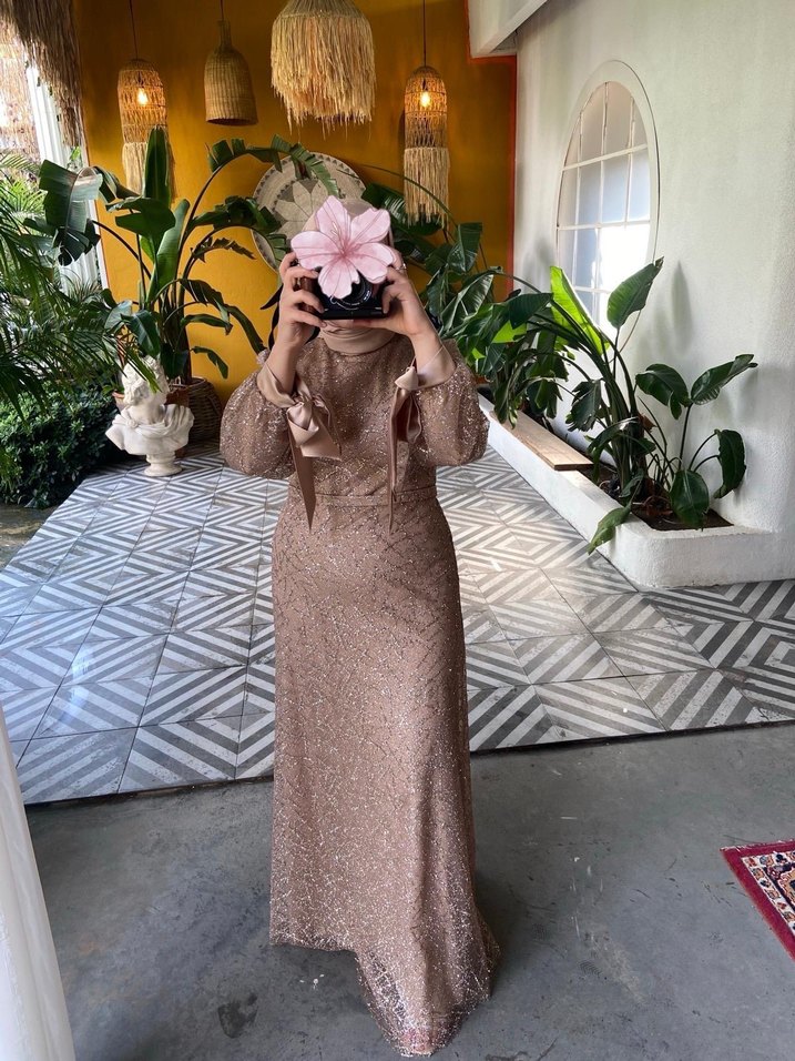 BejDesenli Uzun Drapeli Abiye - Görsel 2