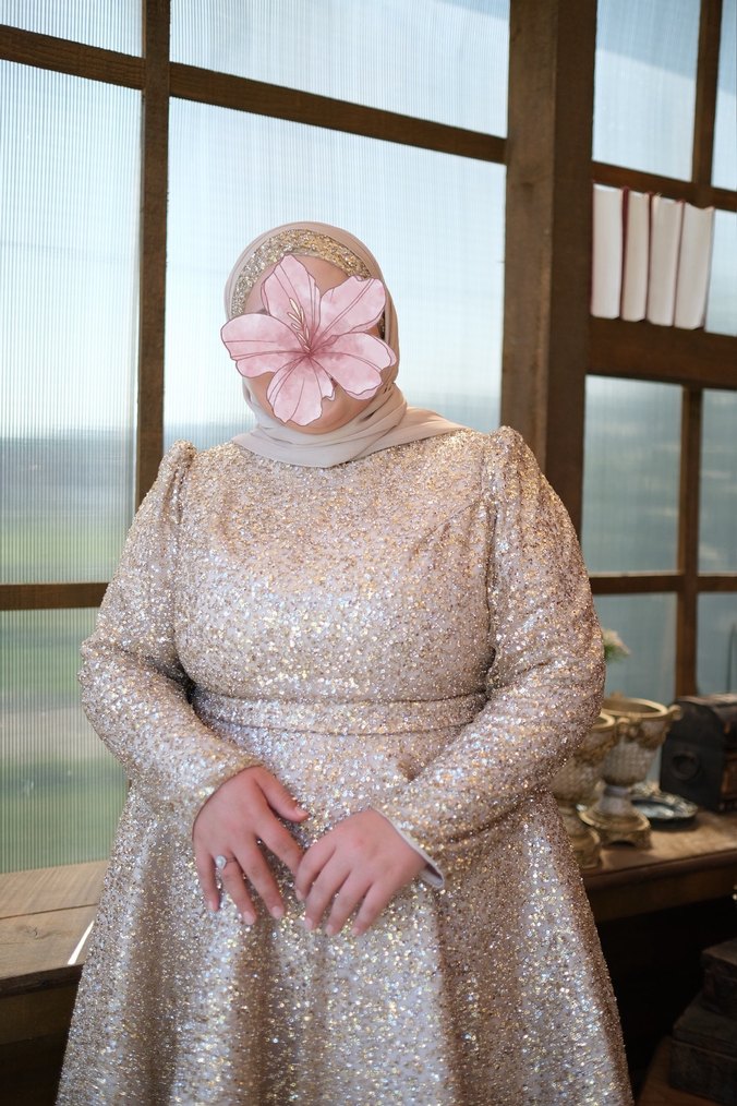 Bej Drapeli Uzun Abiye Elbise - Görsel 4