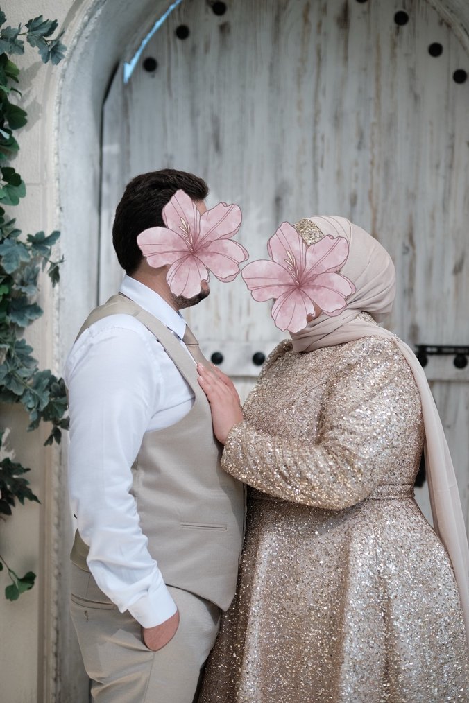 Bej Drapeli Uzun Abiye Elbise - Görsel 2