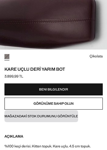 MANGO KARE UÇLU GERÇEK DERİ YARIM BOT - Görsel 6