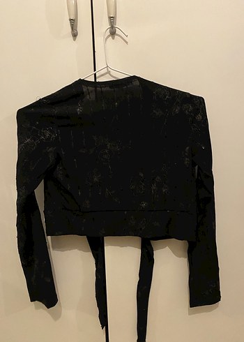 Kızlar için Siyah Bağlamalı Goth Bolero - Görsel 2