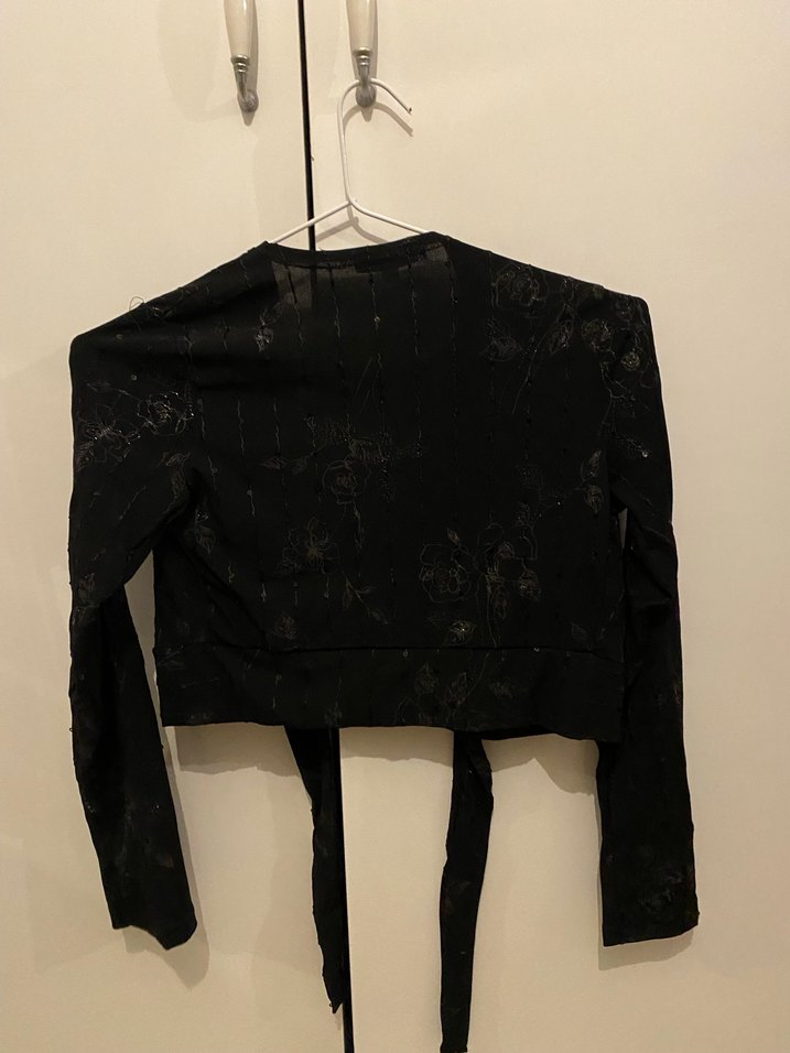 Kızlar için Siyah Bağlamalı Goth Bolero - Görsel 2