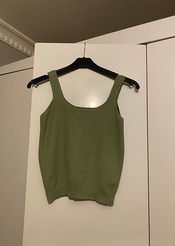 Kadın Haki Pamuklu Kolsuz Basic Atlet - Görsel 2