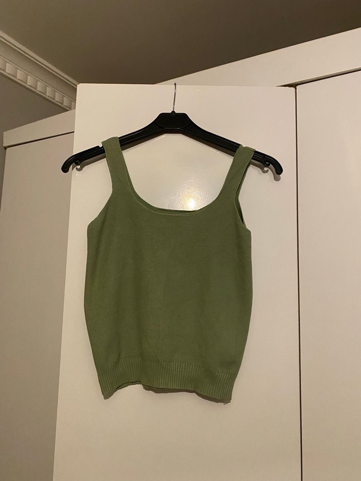 Kadın Haki Pamuklu Kolsuz Basic Atlet - Görsel 2