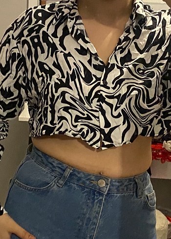 Zebra Desenli Kadın Gömlek - Görsel 2