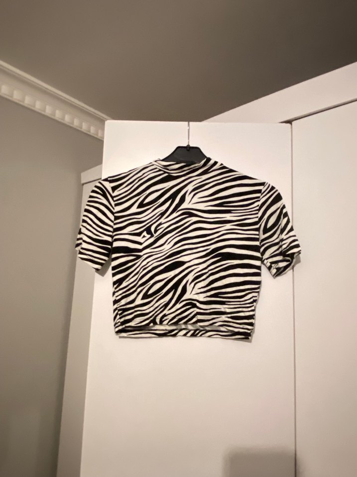Kahverengi Zebra Desenli Crop Top - Görsel 2