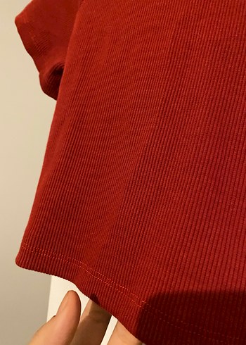 Kırmızı Kısa Kollu Crop Top - Görsel 3