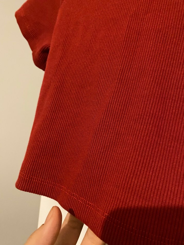 Kırmızı Kısa Kollu Crop Top - Görsel 3