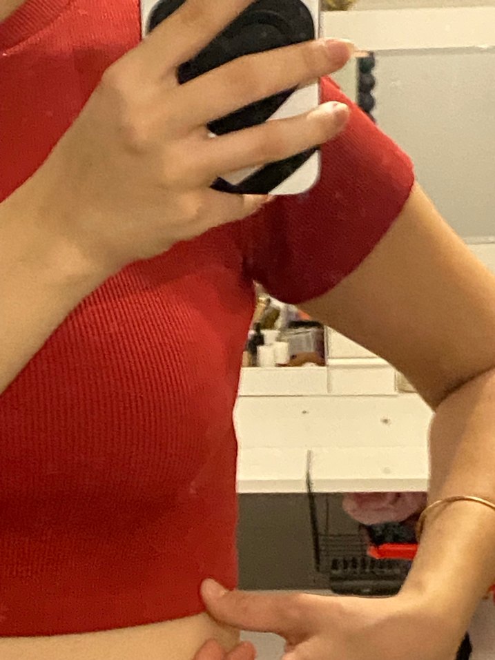 Kırmızı Kısa Kollu Crop Top - Görsel 2