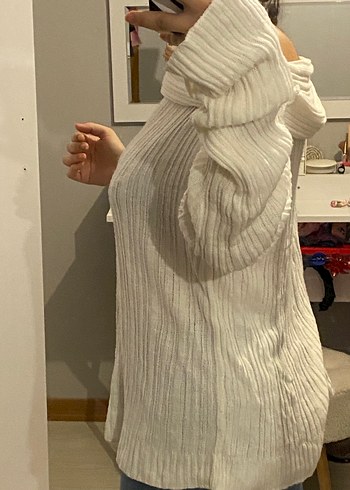 Kadın Beyaz Boğazlı Triko Kazak - Görsel 2