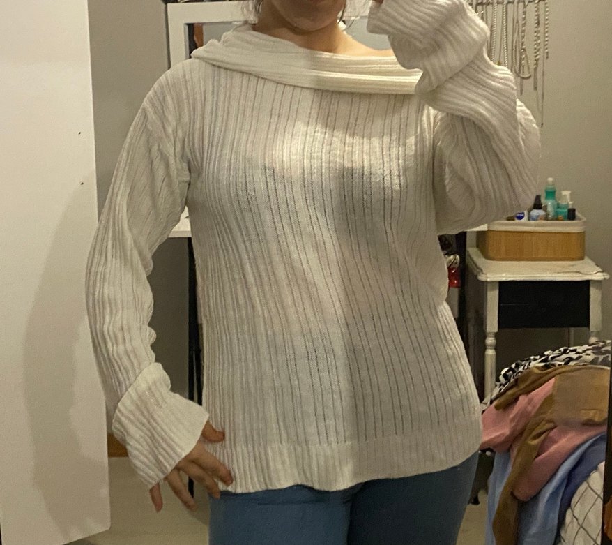 Kadın Beyaz Boğazlı Triko Kazak - Görsel 4