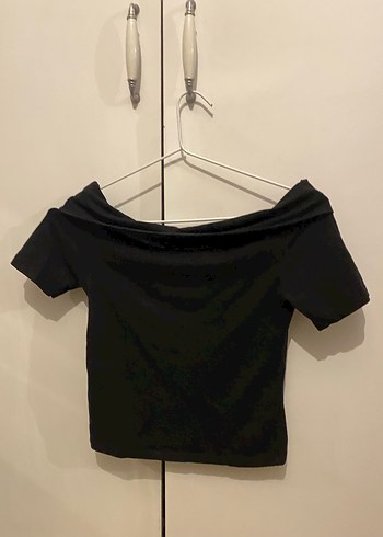 Siyah V Yaka Kısa Kollu Kadın Tişört - Görsel 3