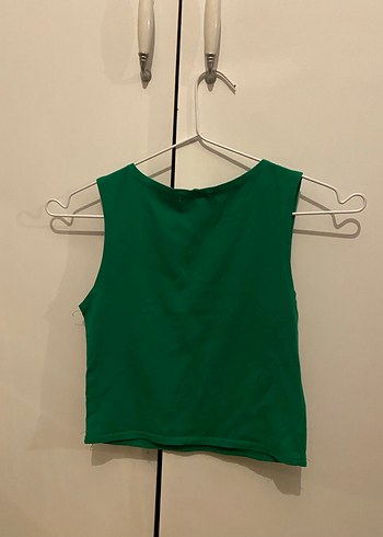 Yeşil Sade Kısa Kadın Crop Top - Görsel 2