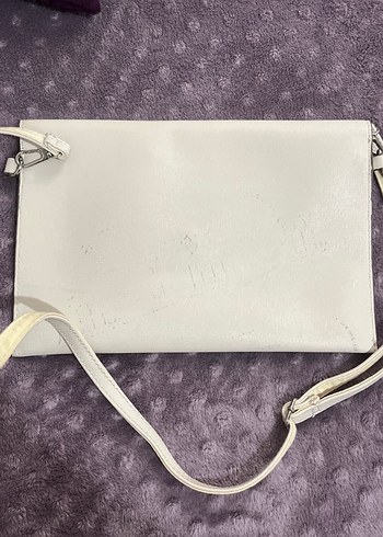 Tokalı Beyaz Süet Kadın Çanta - Görsel 2