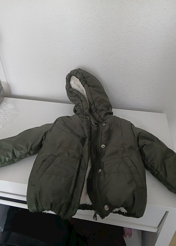 Düğmeli fermuarli Erkek Çocuk yesil Mont