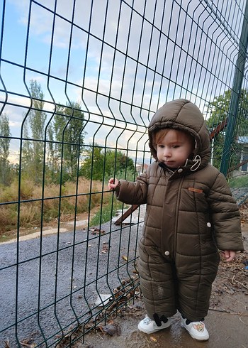 yesil haki Kapüşonlu Bebek Tulumu