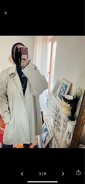 Vintage Parka Trençkot Büyük Beden - Görsel 3