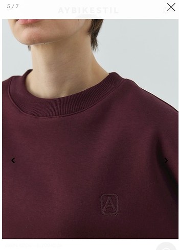 AYBİKESTİL Bordo Şardonlu Üç İplik Sweat Bluz - Görsel 3