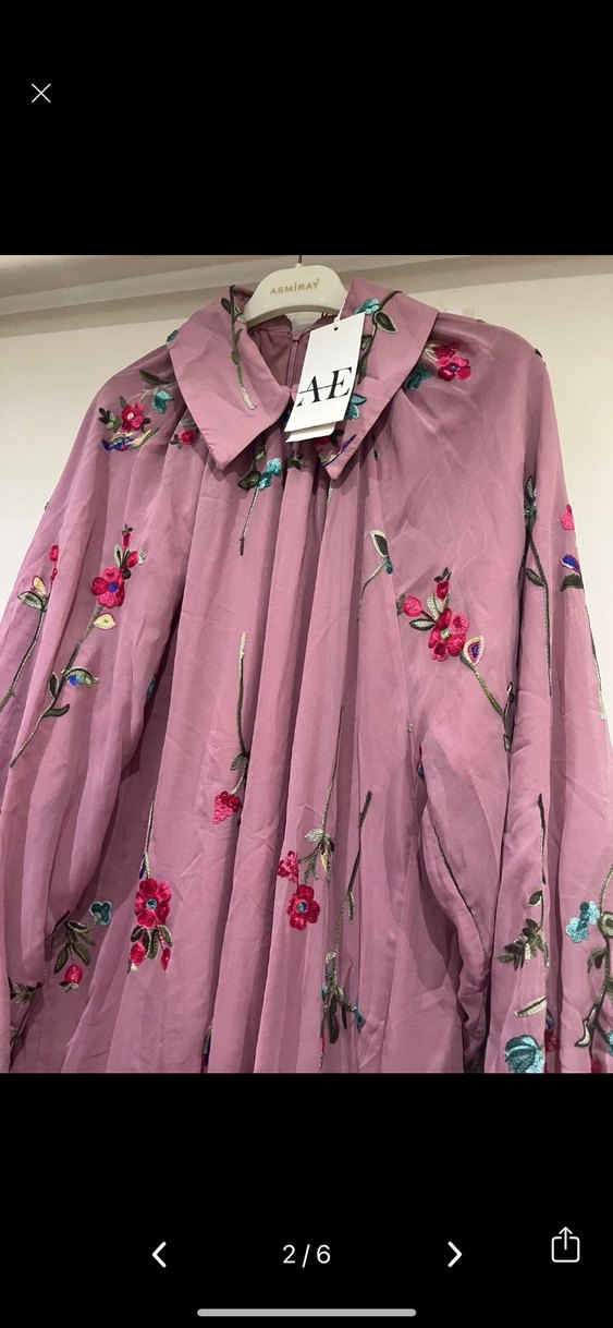 AHEL Pembe Çiçekli Elbise / Abiye - Görsel 2