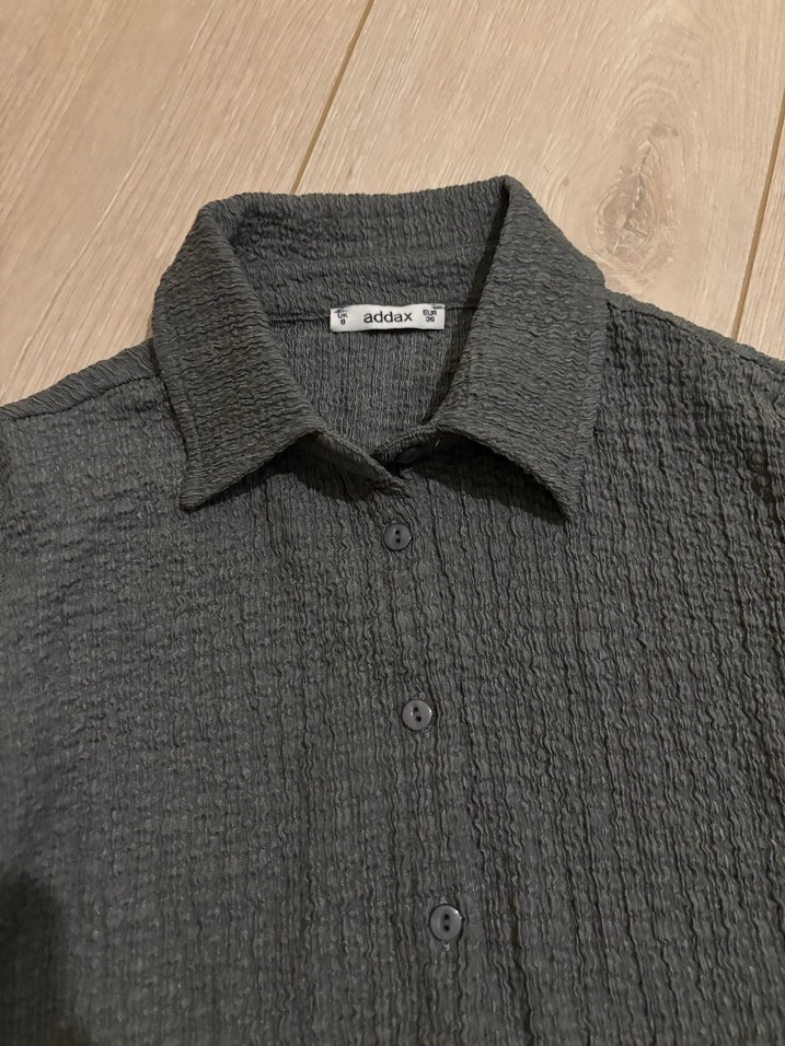 Gri Keten Kadın Gömlek - Görsel 2