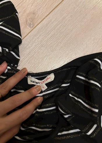 Siyah Çizgili Uzun Kollu Kadın Bluz - Görsel 2