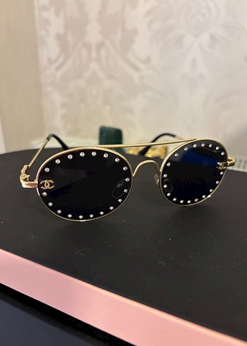 Altın Renkli Parlak Taşlı Kadın Gözlüğü - Görsel 2