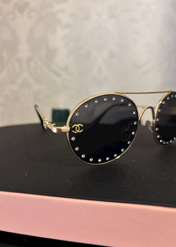 Altın Renkli Parlak Taşlı Kadın Gözlüğü - Görsel 4