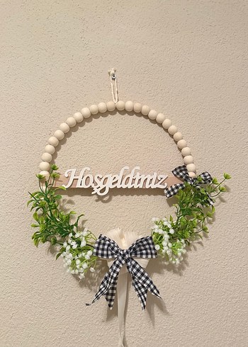 Ahşap Boncuklu Hoşgeldiniz Kapı Süsü