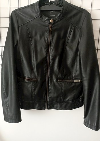 Siyah Deri Kadın Biker Ceket