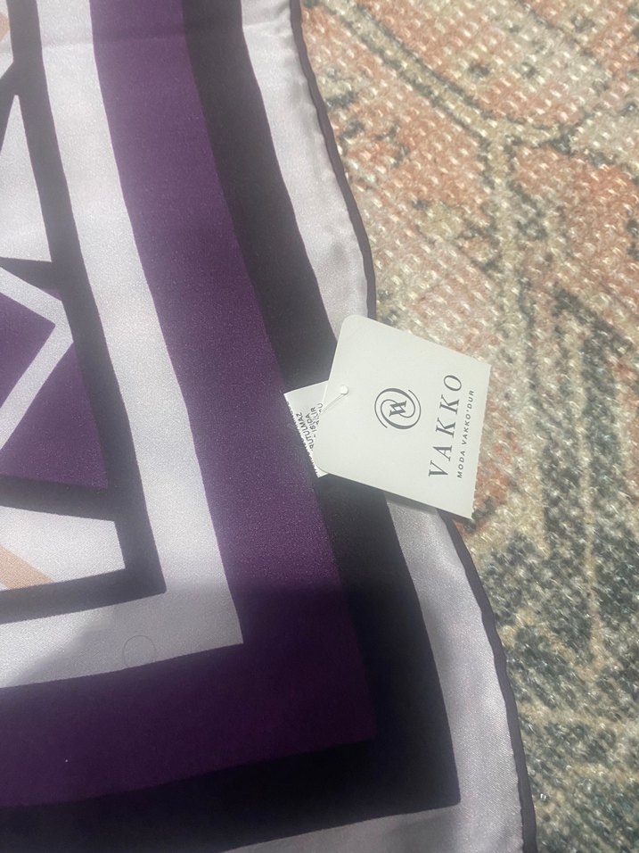 Mor Bohem Tarzı Kadın İpek fular - Görsel 3