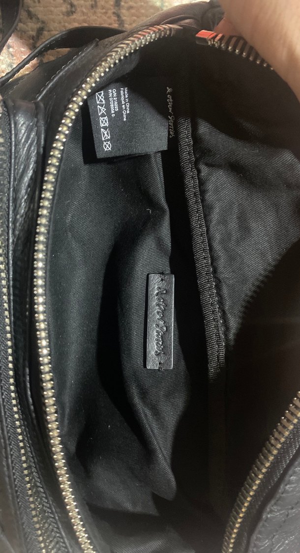 Siyah Deri Fermuarlı Biker Çanta - Görsel 2