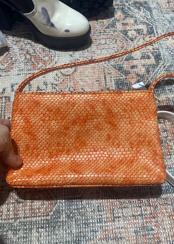 Kahverengi Parlak Yılan Desenli Deri Kadın seen Çanta - Görsel 2