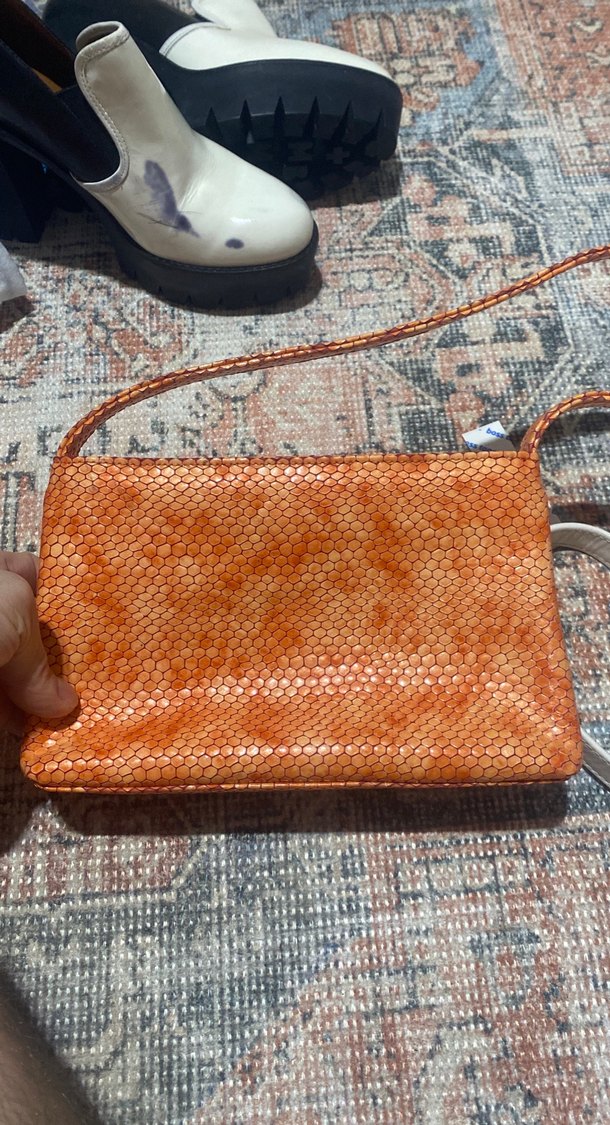 Kahverengi Parlak Yılan Desenli Deri Kadın seen Çanta - Görsel 2